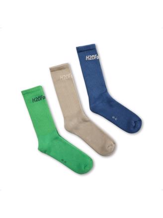 H2O Fagerholt Suck Socks - 3-pack Indigo Blue+Aluminium+Bright Green